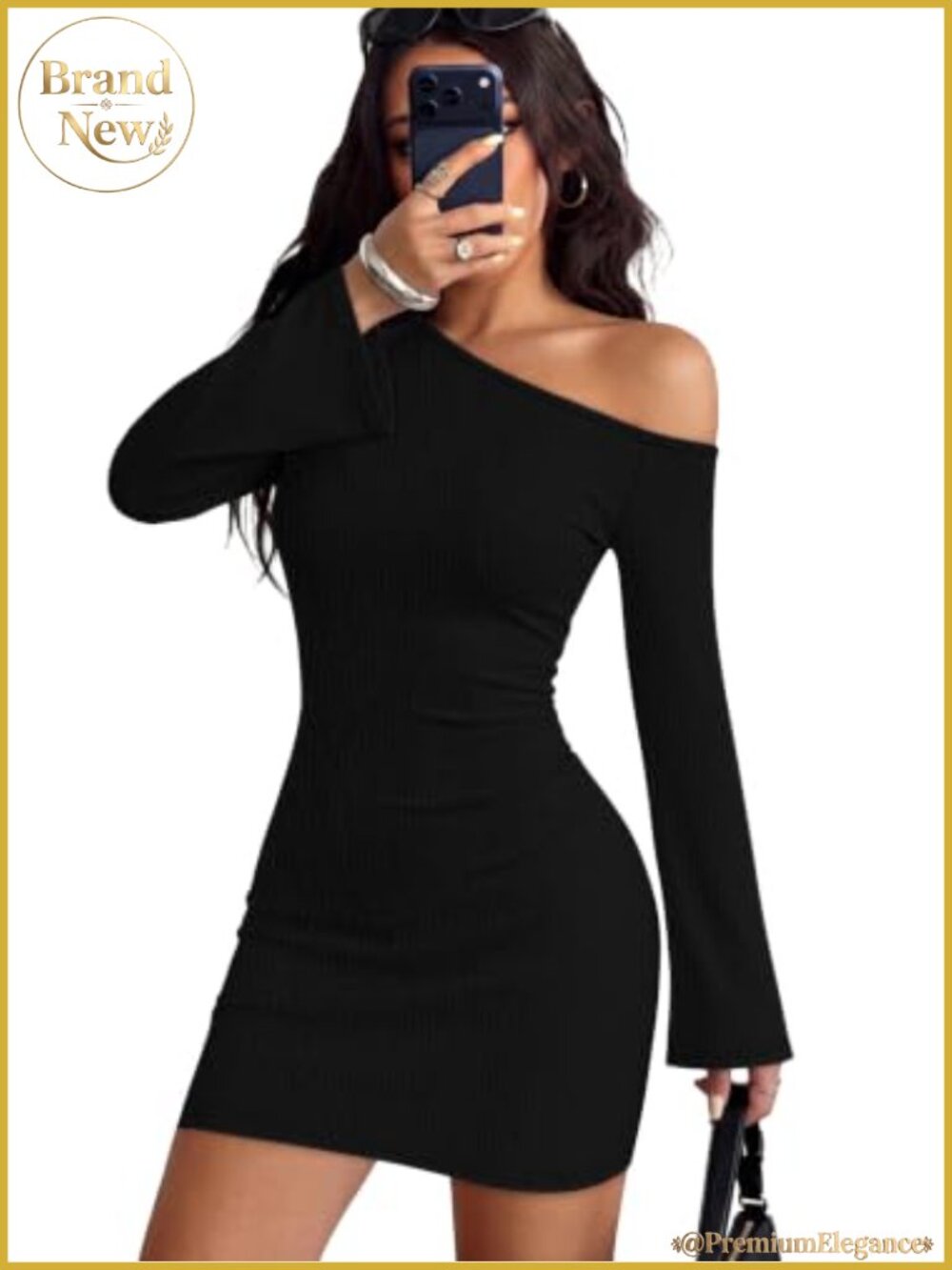 Off Shoulder Bell Sleeve Bodycon Mini Cocktail Party Dress